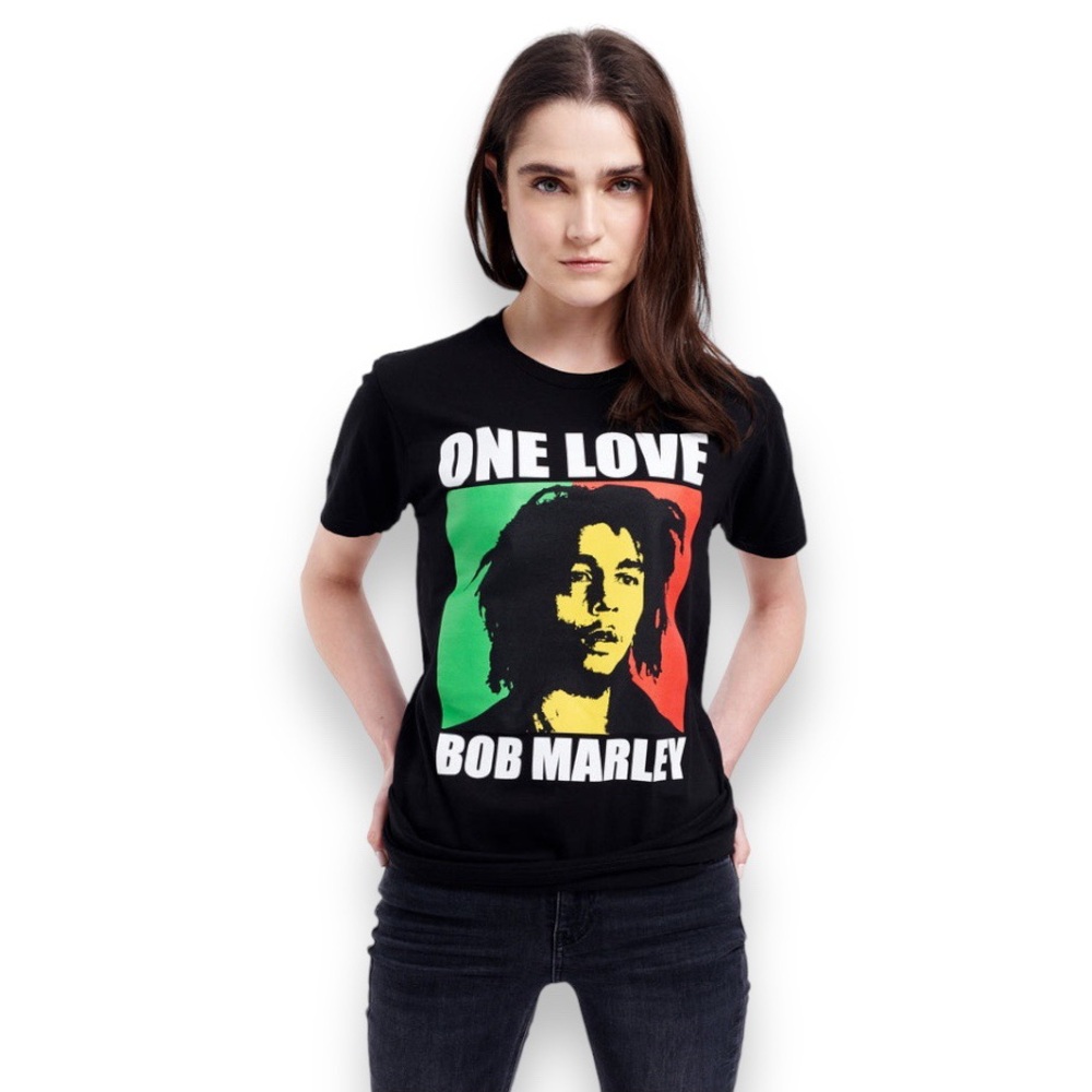 NWT Official Bob Marley One Love Rasta T-Shirt Jamaica Collection Womens S